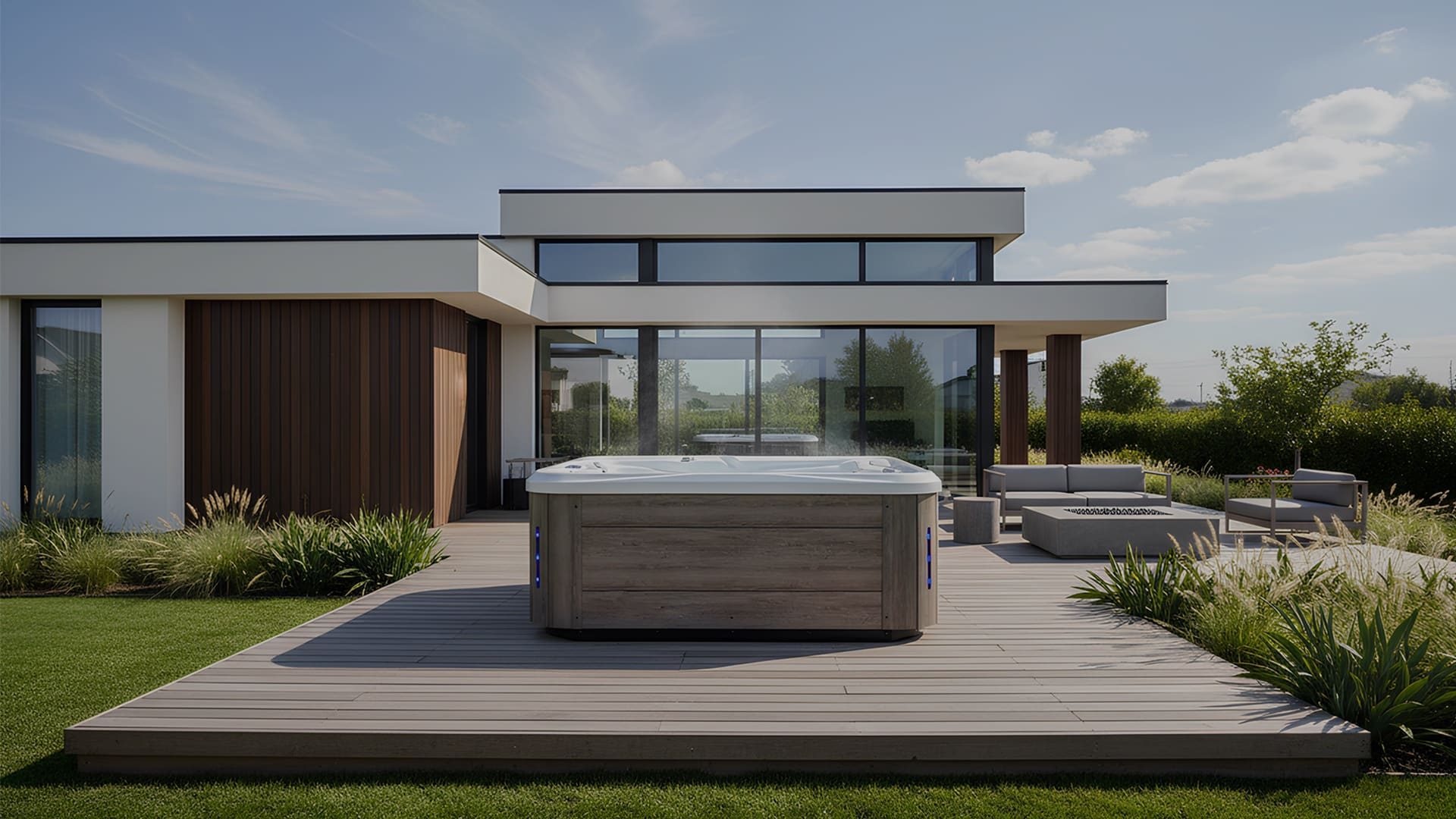 Spa NEOSPA Bailey installé en extérieur, spa design Lekovic Industries